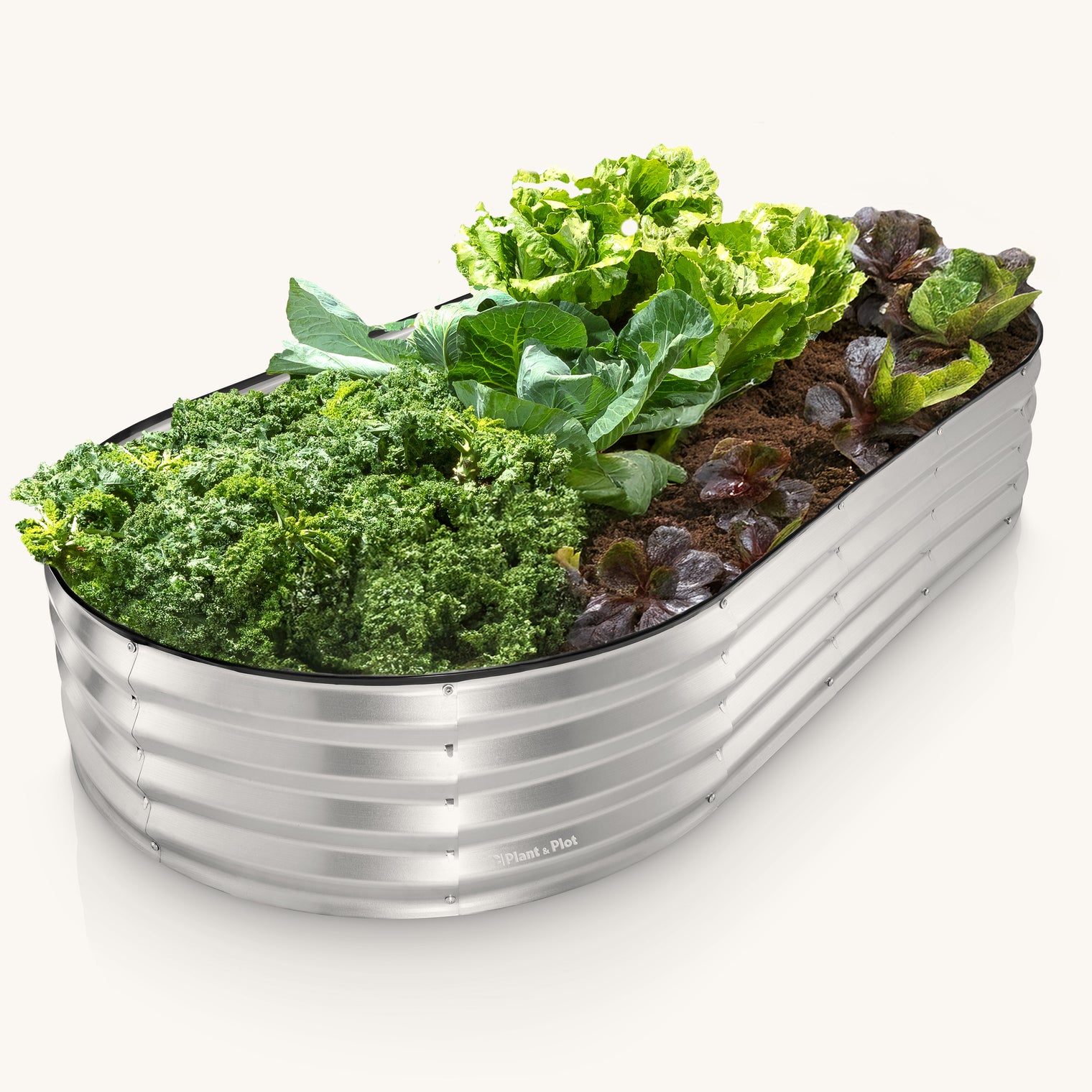 6x3x1 ft Silver Oval Raised Garden Bed