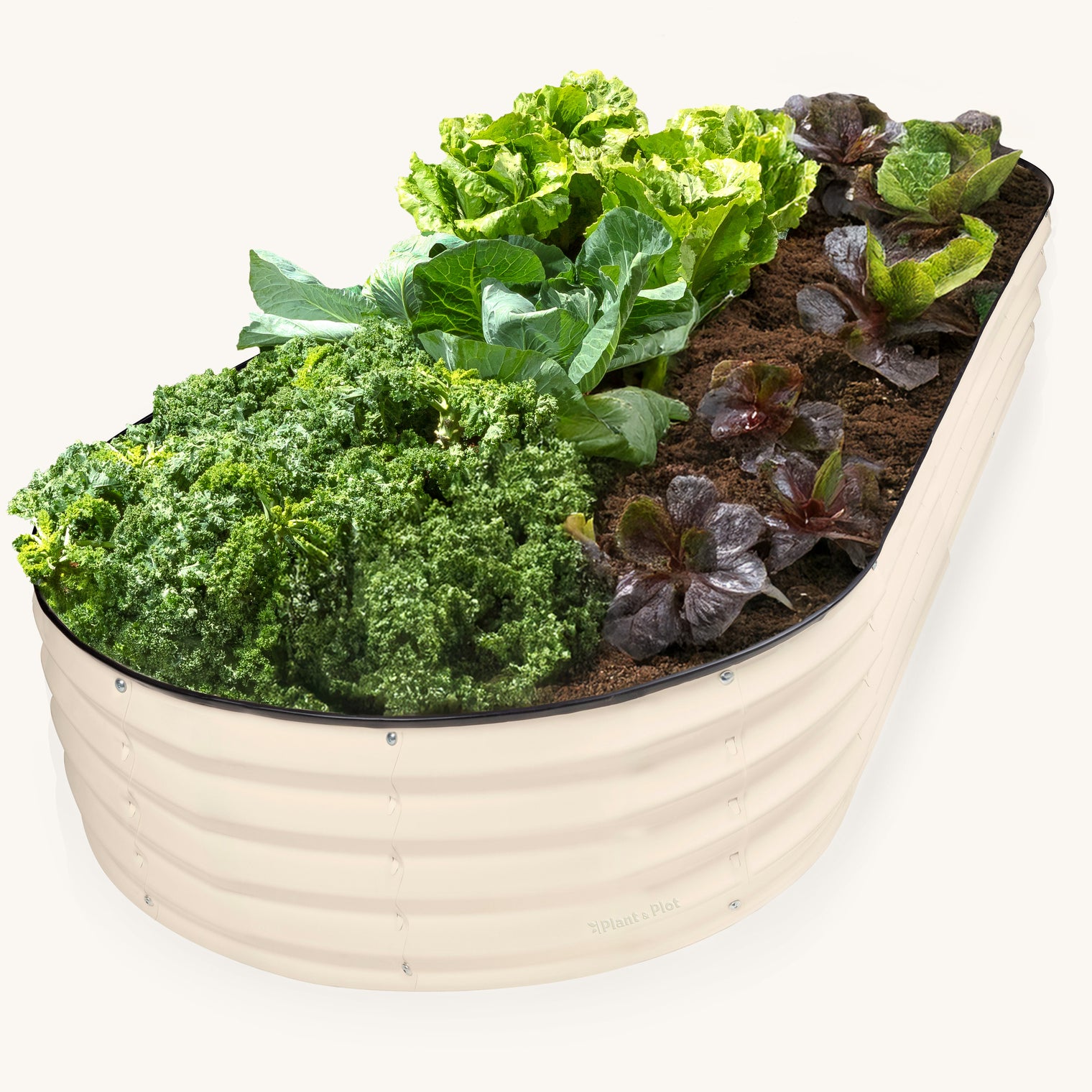 8x4x1 ft White Oval Raised Garden Bed