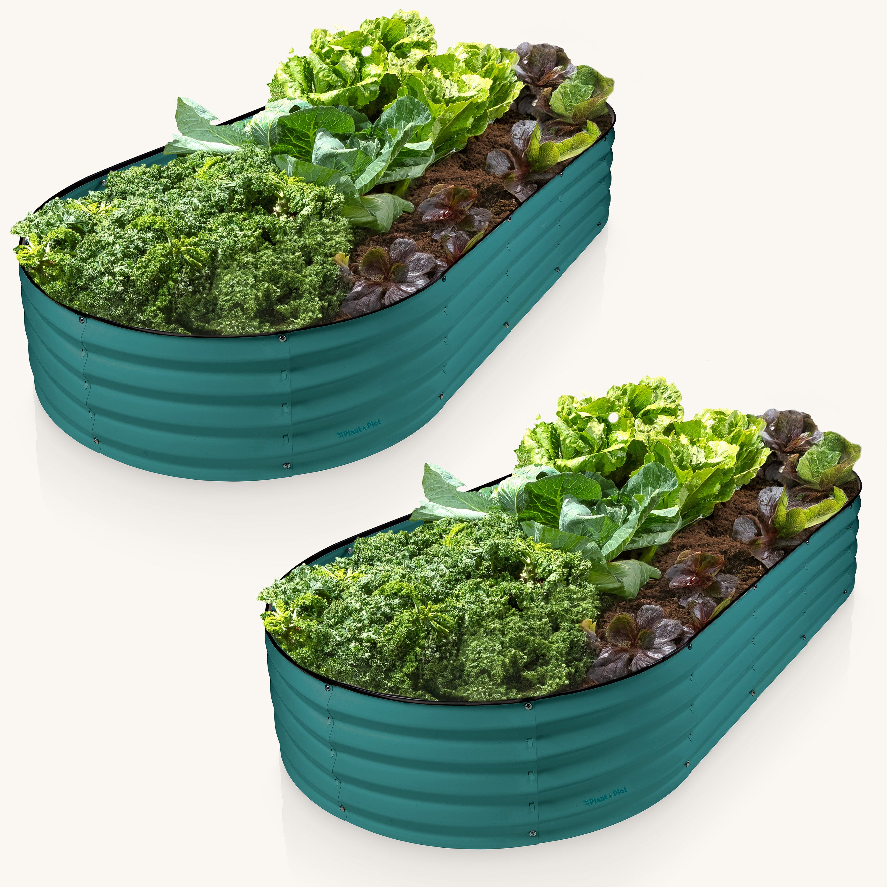 6x3x1 ft 2 Pcs Turquoise Oval Raised Garden Bed – Plant & Plot