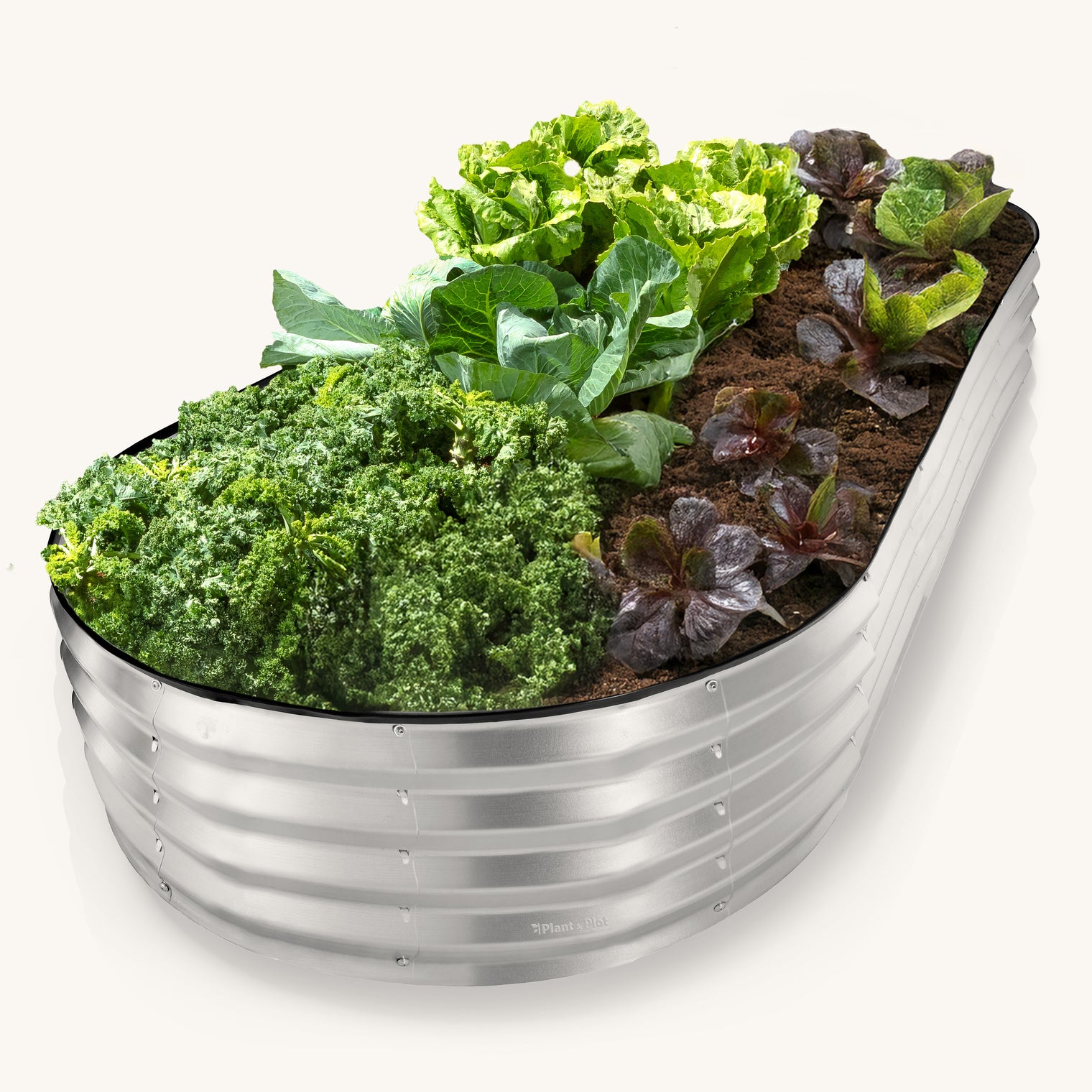 8x4x1 ft Silver Oval Raised Garden Bed