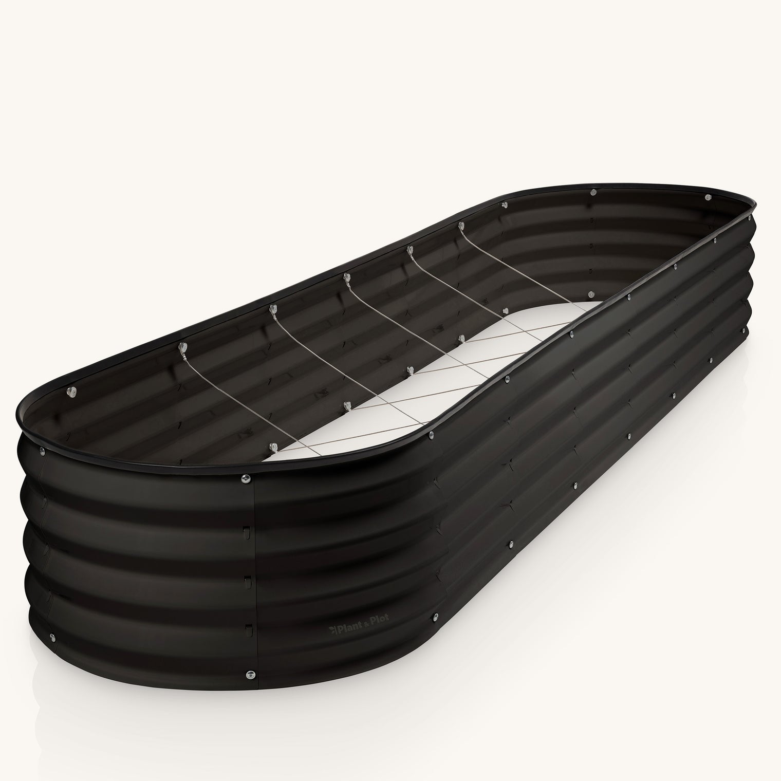 8x2x1 ft Black Oval Raised Garden Bed