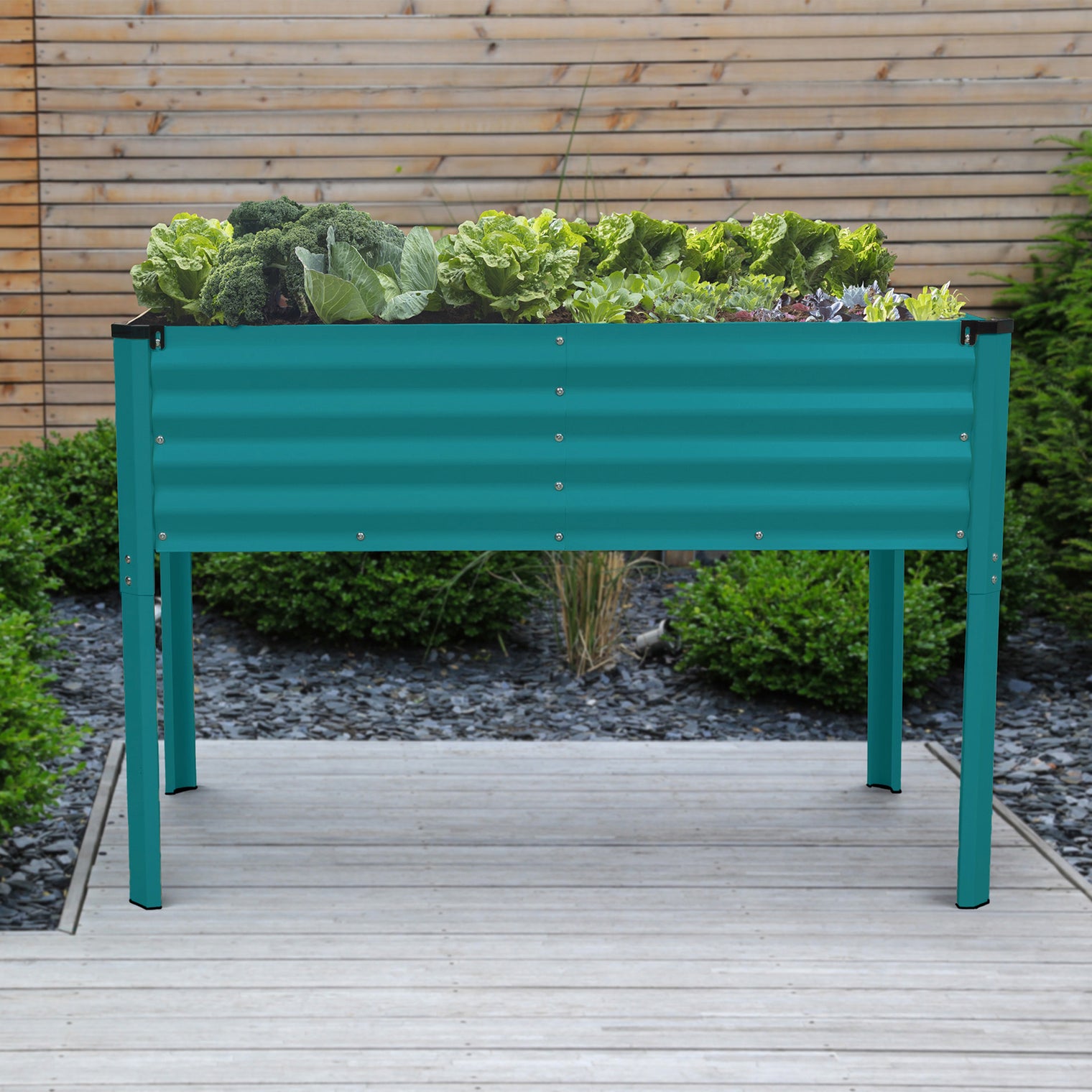 Raised Garden Beds with Legs in Turquoise