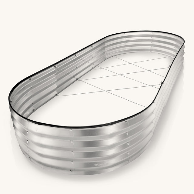 8x4x1 ft Silver Oval Raised Garden Bed