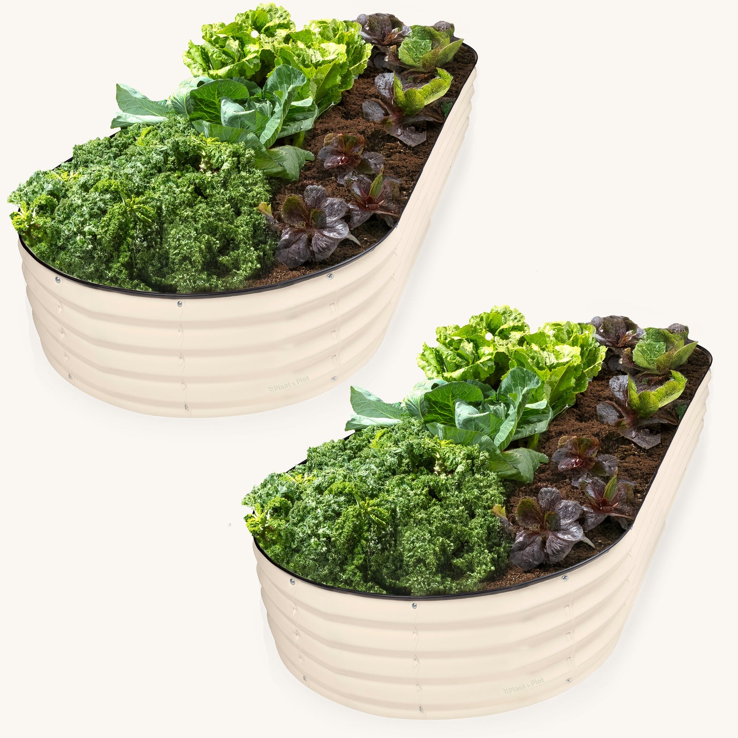 8x4x1 ft White 2 Pcs Oval Raised Garden Bed