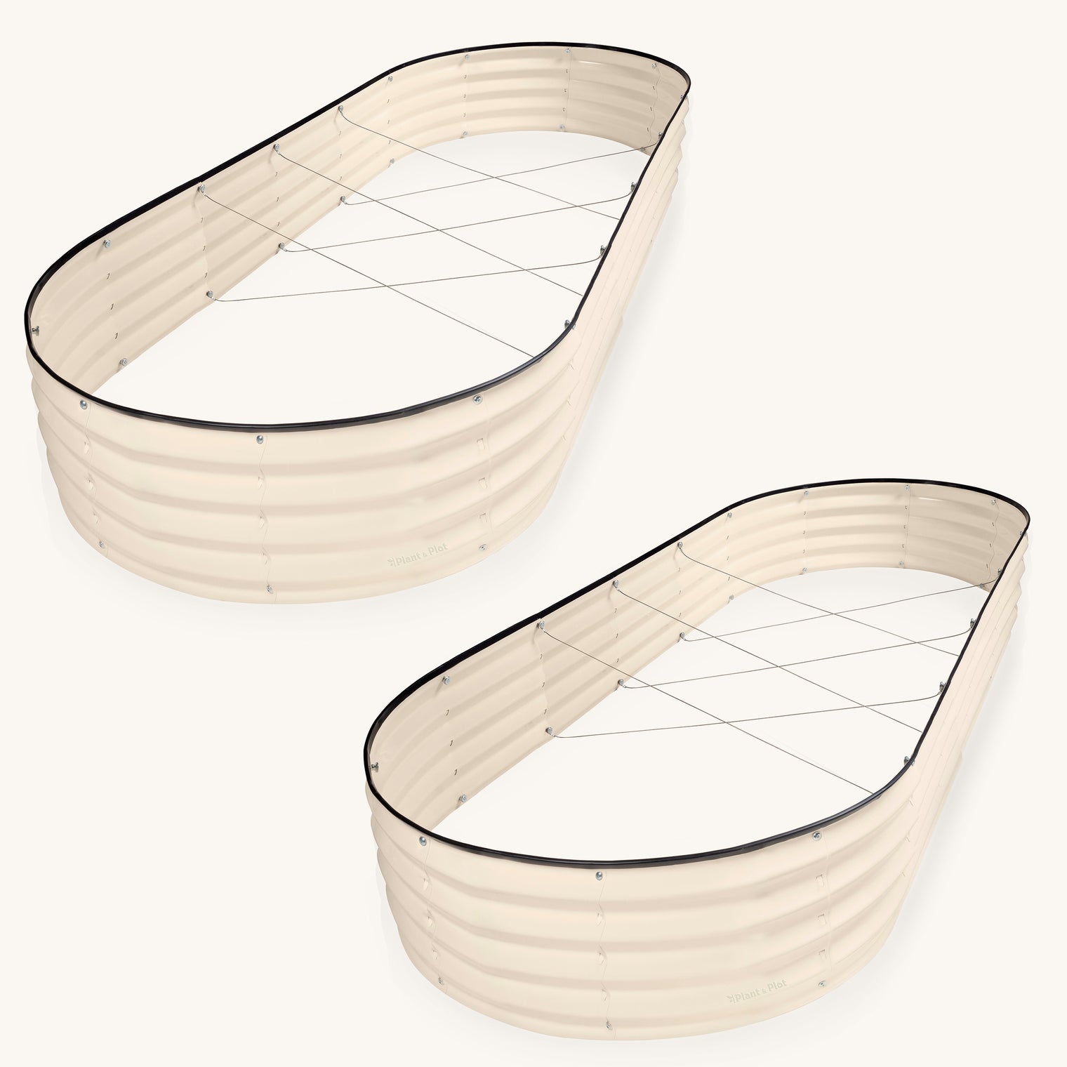 8x4x1 ft White 2 Pcs Oval Raised Garden Bed