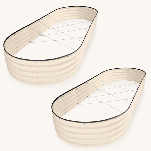 8x4x1 ft White 2 Pcs Oval Raised Garden Bed