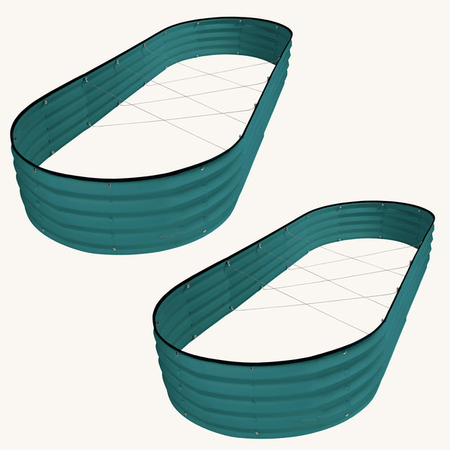 8x4x1 ft Turquoise 2 Pcs Oval Raised Garden Bed
