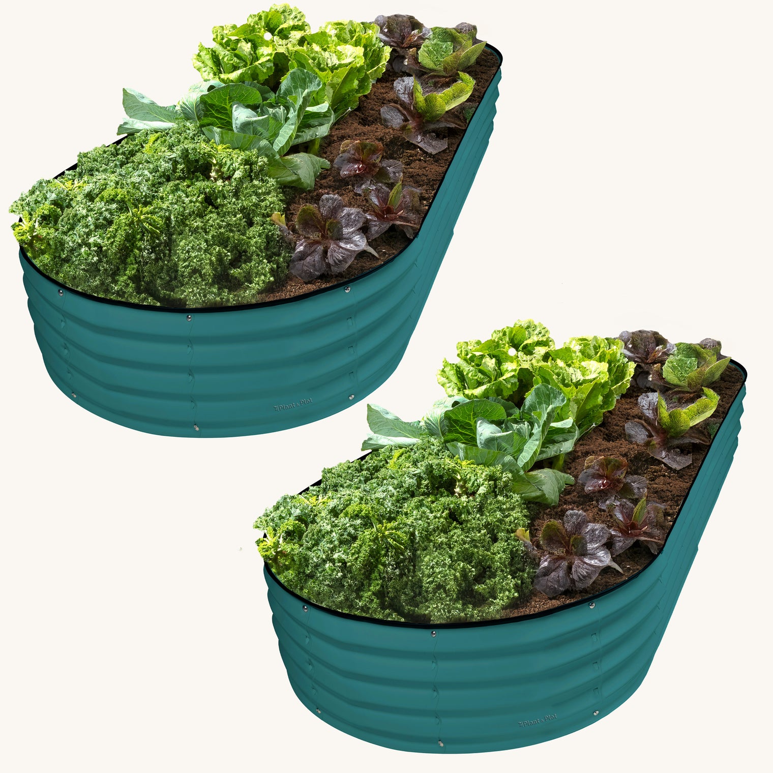 8x4x1 ft Turquoise 2 Pcs Oval Raised Garden Bed