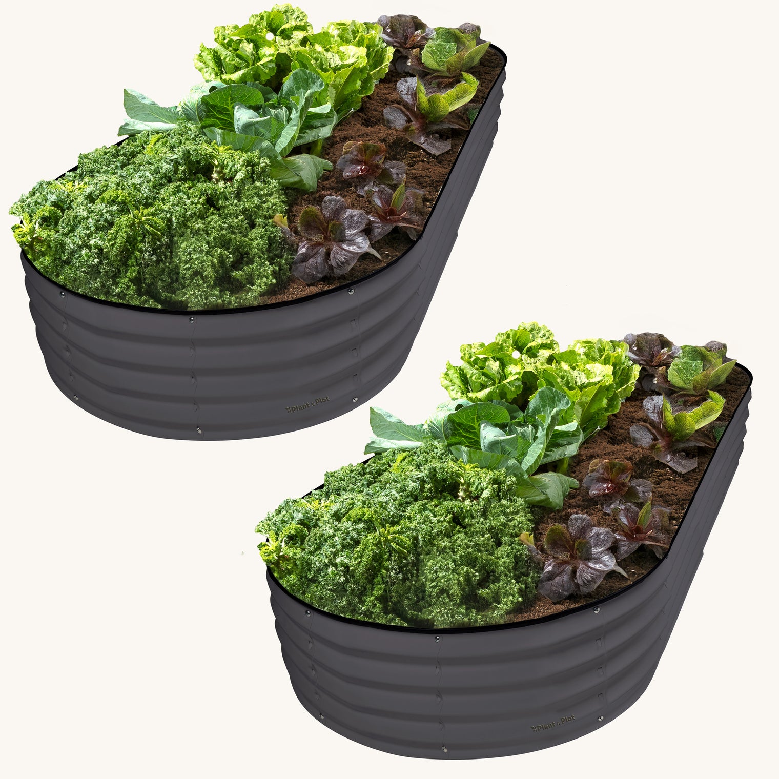 8x4x1 ft Gray 2 Pcs Oval Raised Garden Bed