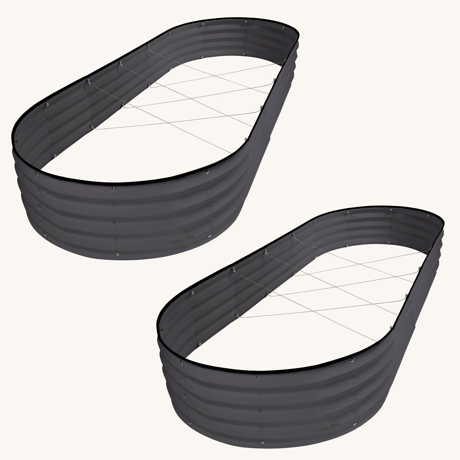 8x4x1 ft Gray 2 Pcs Oval Raised Garden Bed