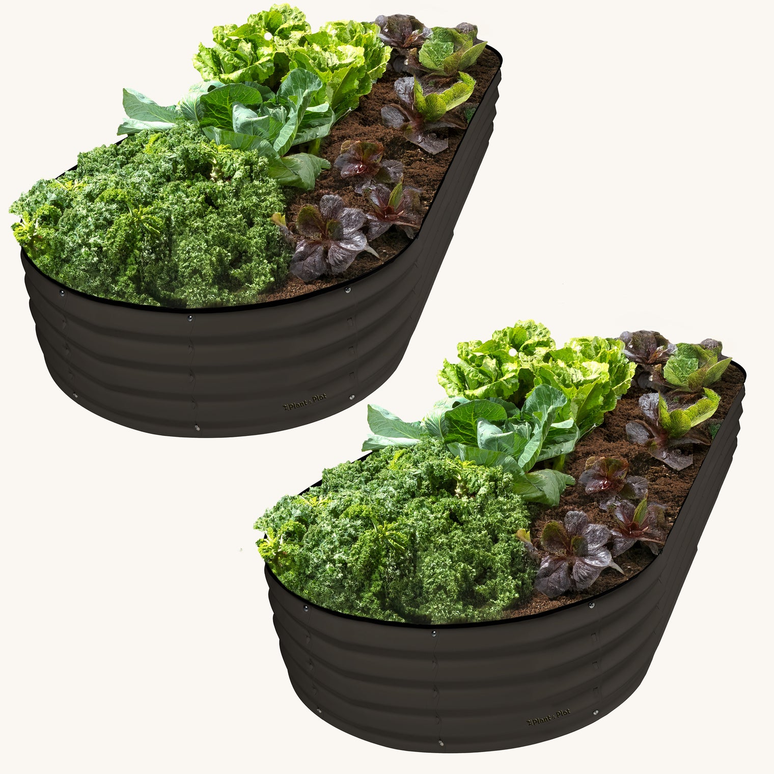 8x4x1 ft Black 2 Pcs Oval Raised Garden Bed