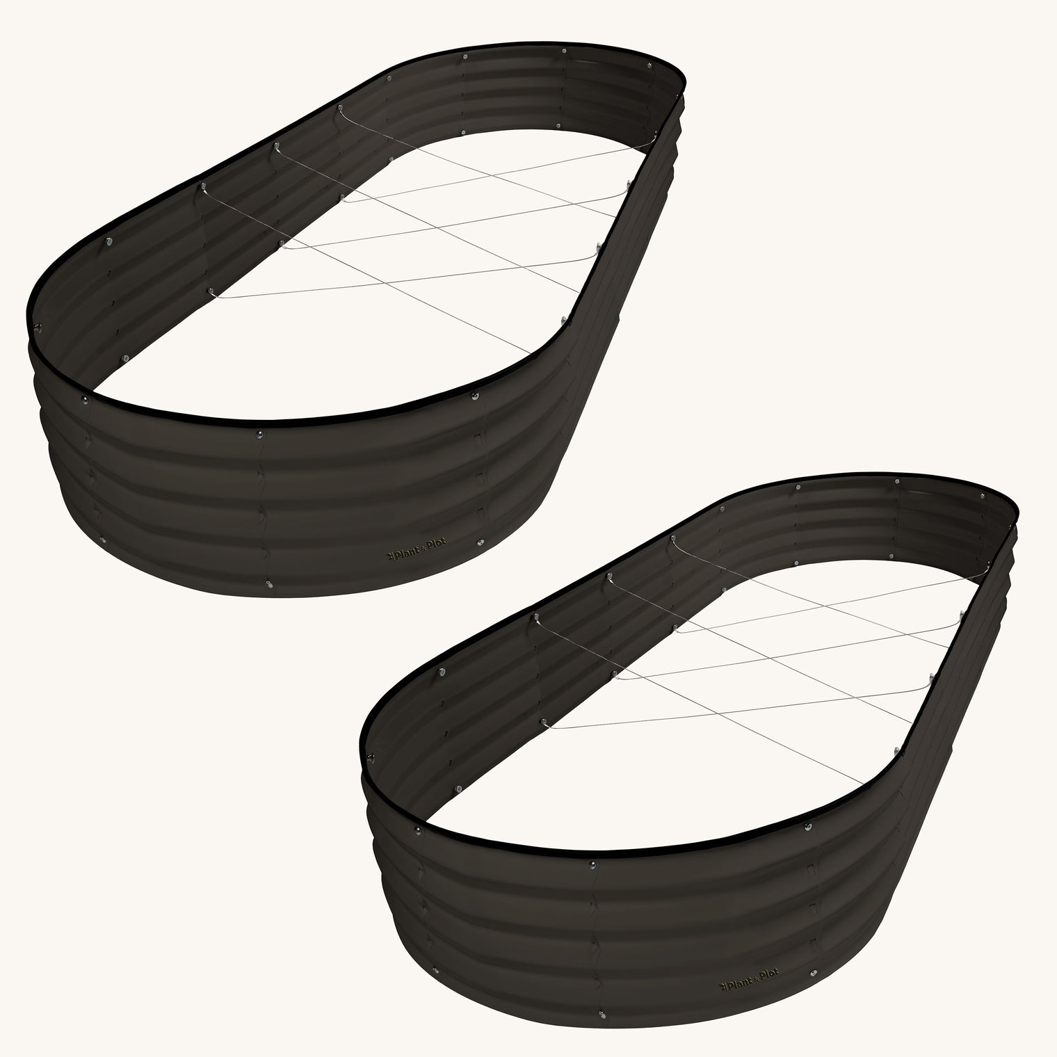 8x4x1 ft Black 2 Pcs Oval Raised Garden Bed