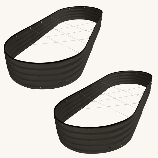 8x4x1 ft Black 2 Pcs Oval Raised Garden Bed