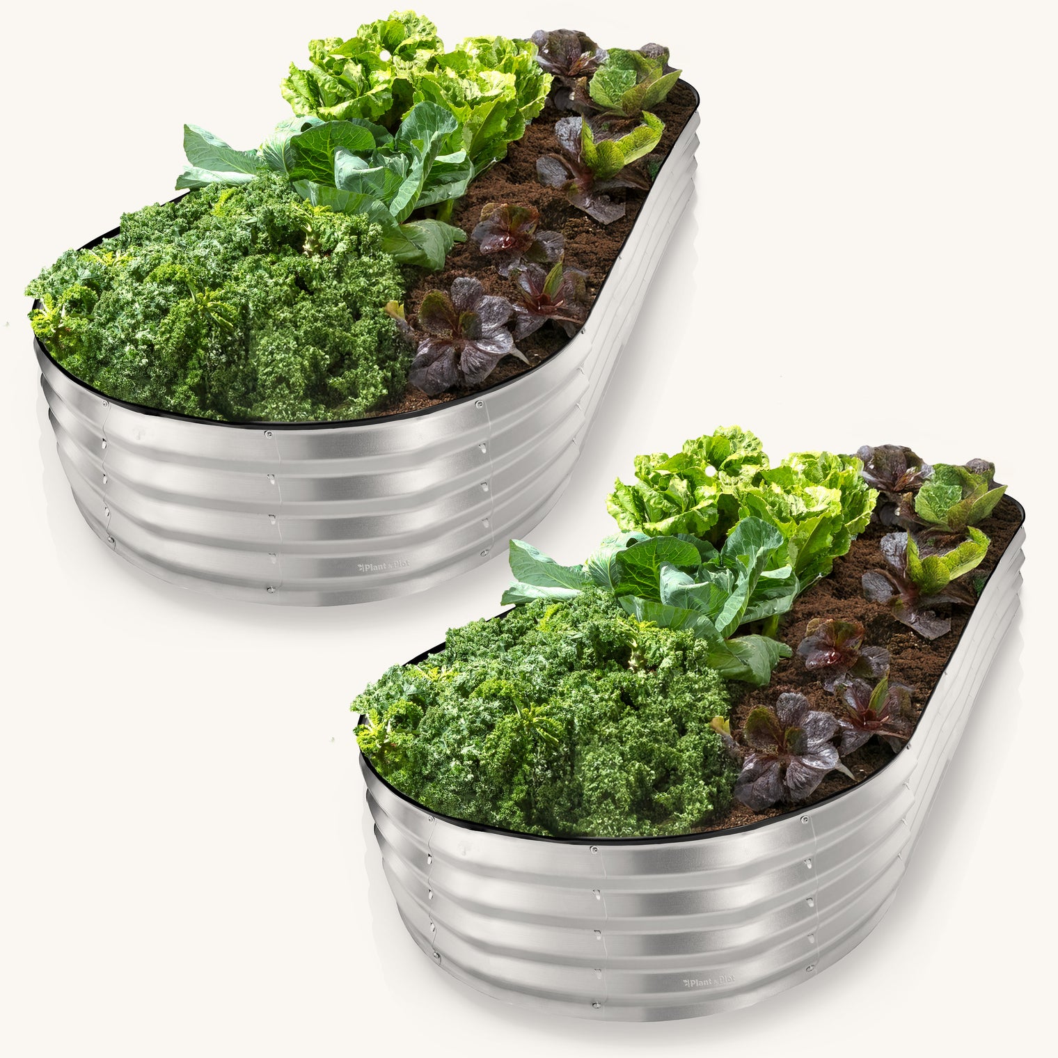 8x4x1 ft Silver 2 Pcs Oval Raised Garden Bed