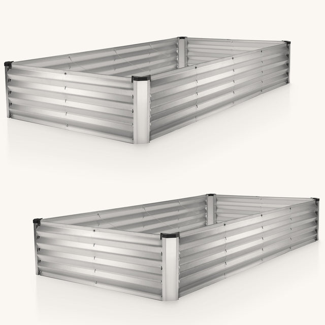 6x3x1 ft Silver 2 Pcs Rectangle Raised Garden Bed
