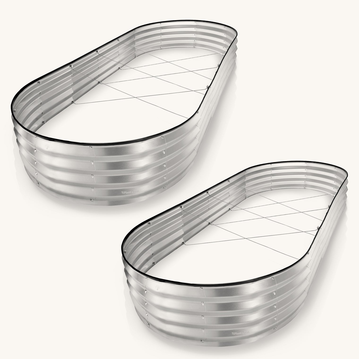 8x4x1 ft Silver 2 Pcs Oval Raised Garden Bed