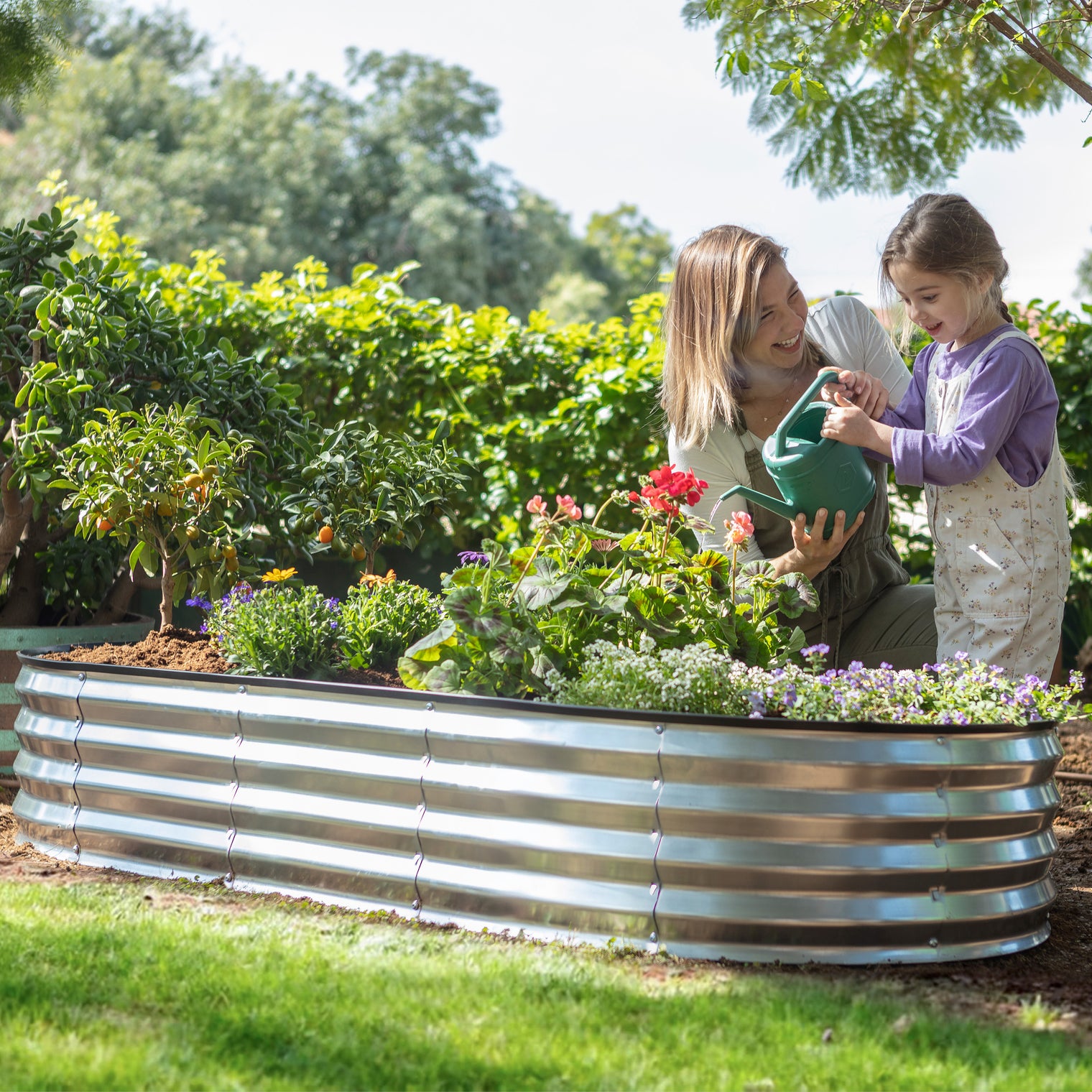 6x3x1 ft Silver Oval Raised Garden Bed
