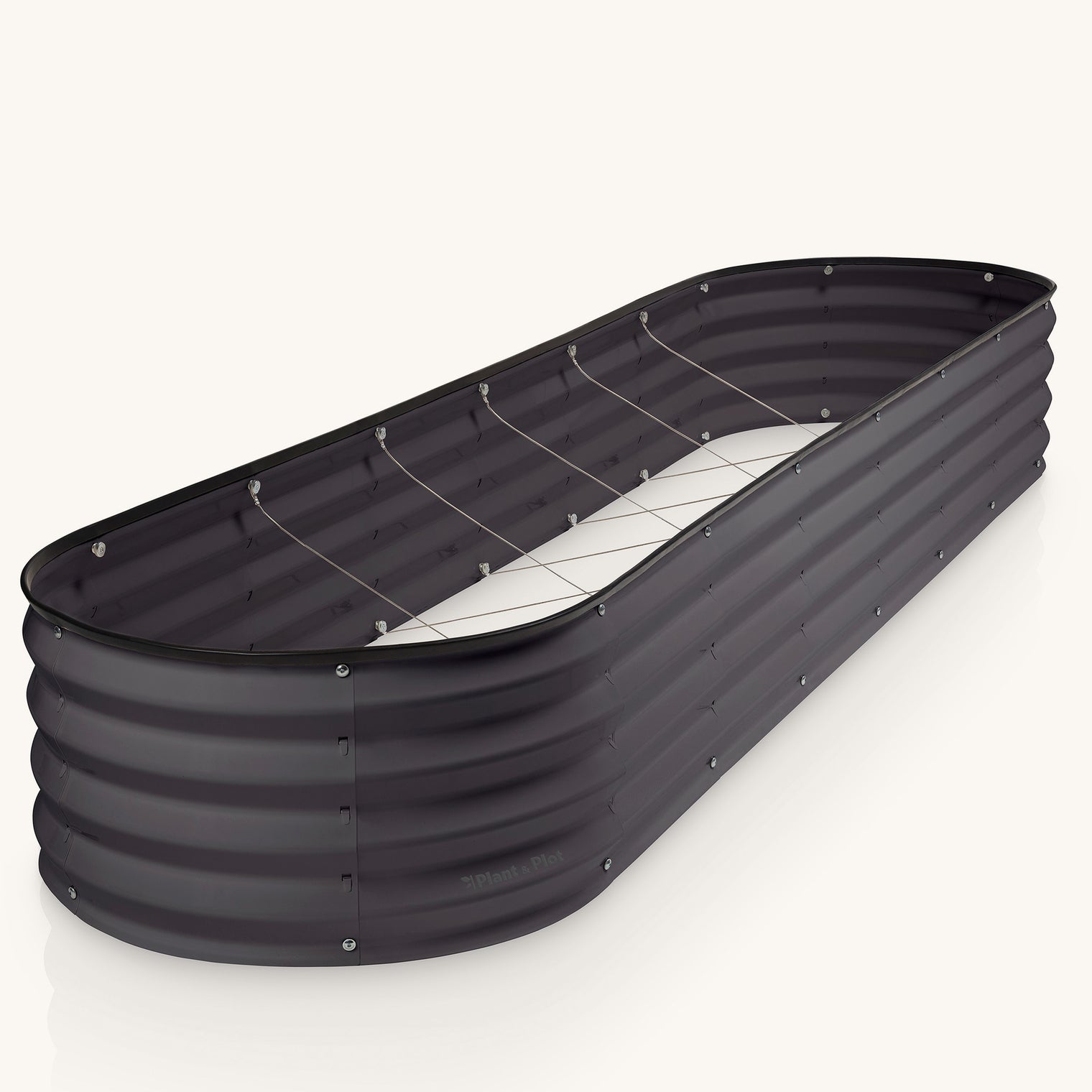 8x2x1 ft Gray Oval Raised Garden Bed