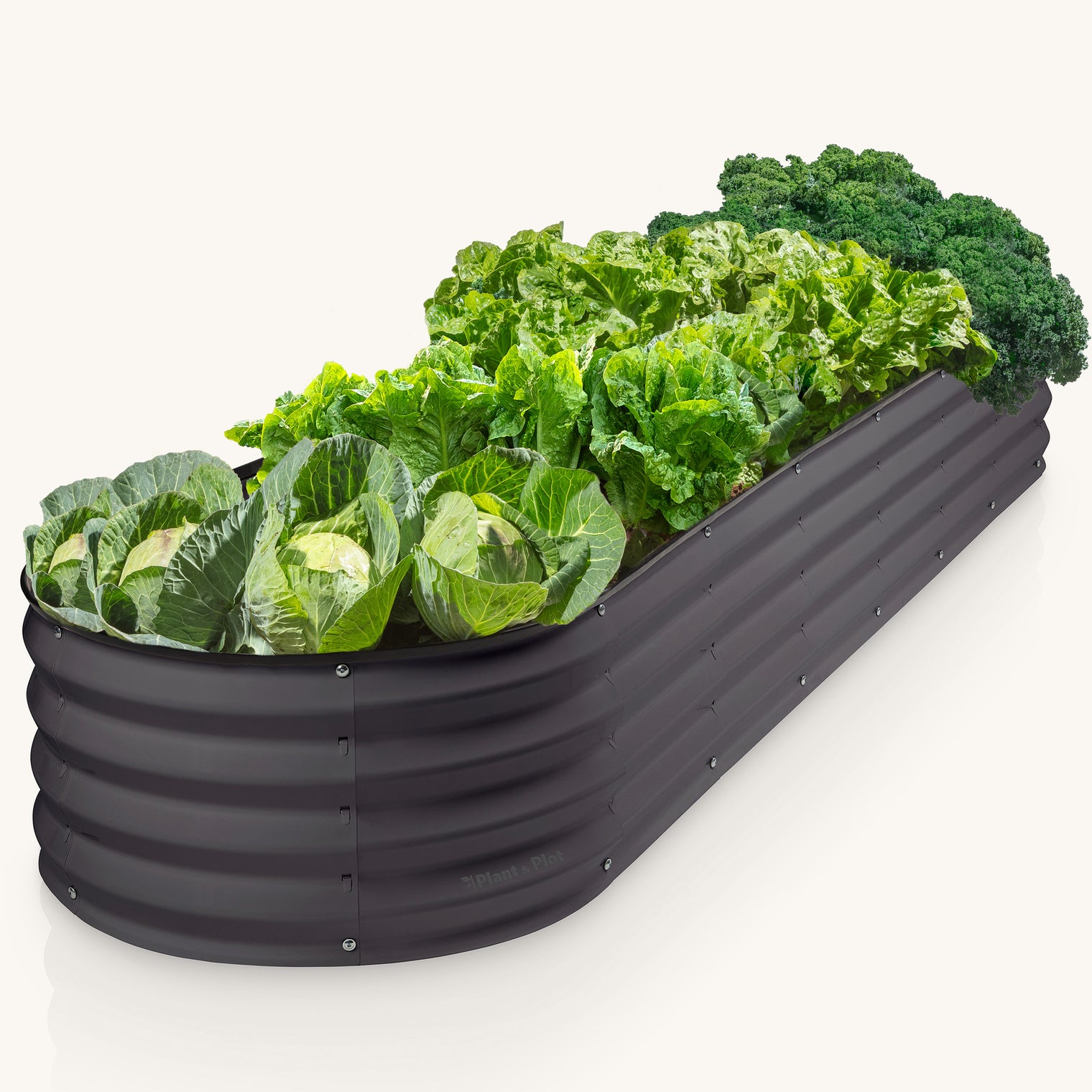 8x2x1 ft Gray Oval Raised Garden Bed