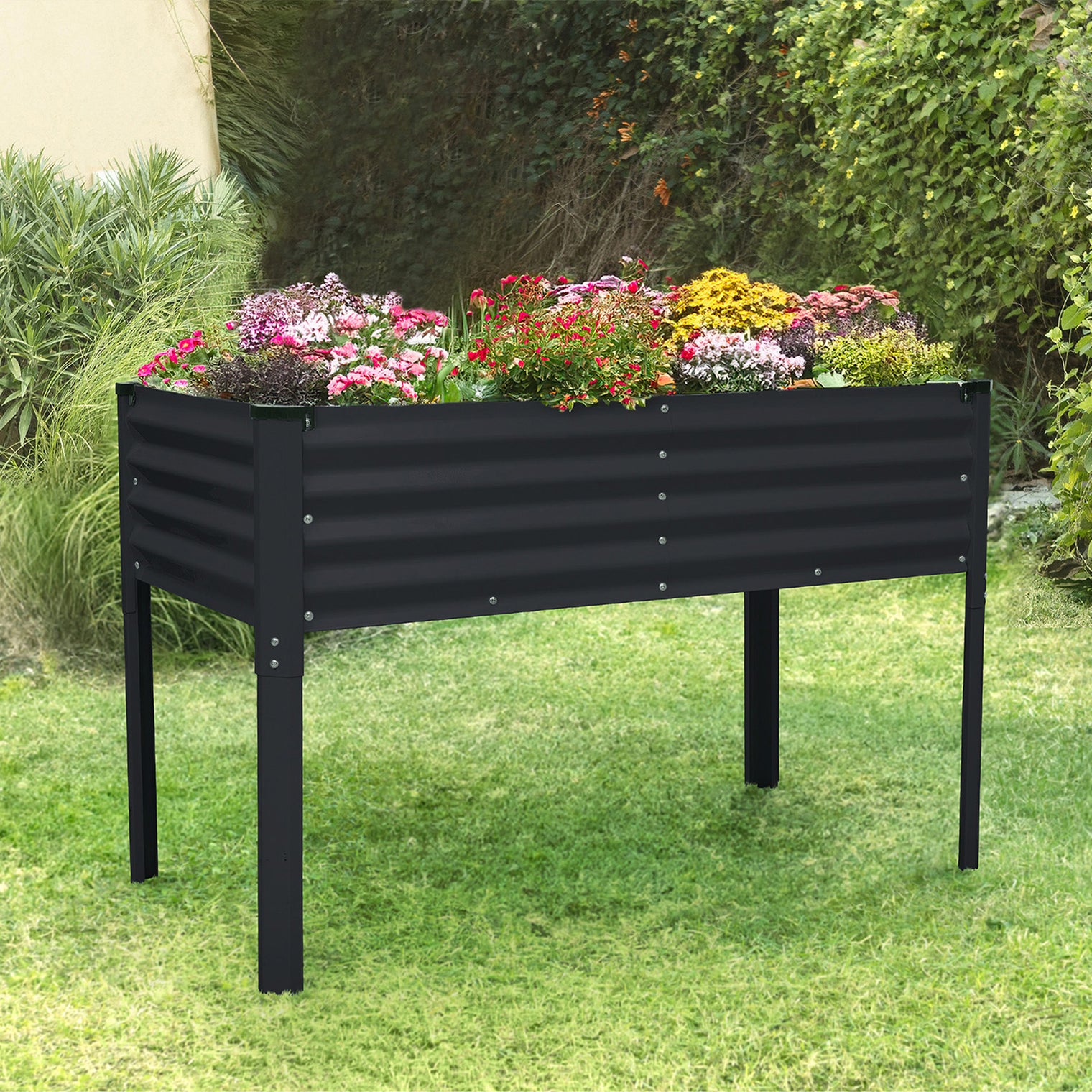 Raised Garden Beds with Legs in Black