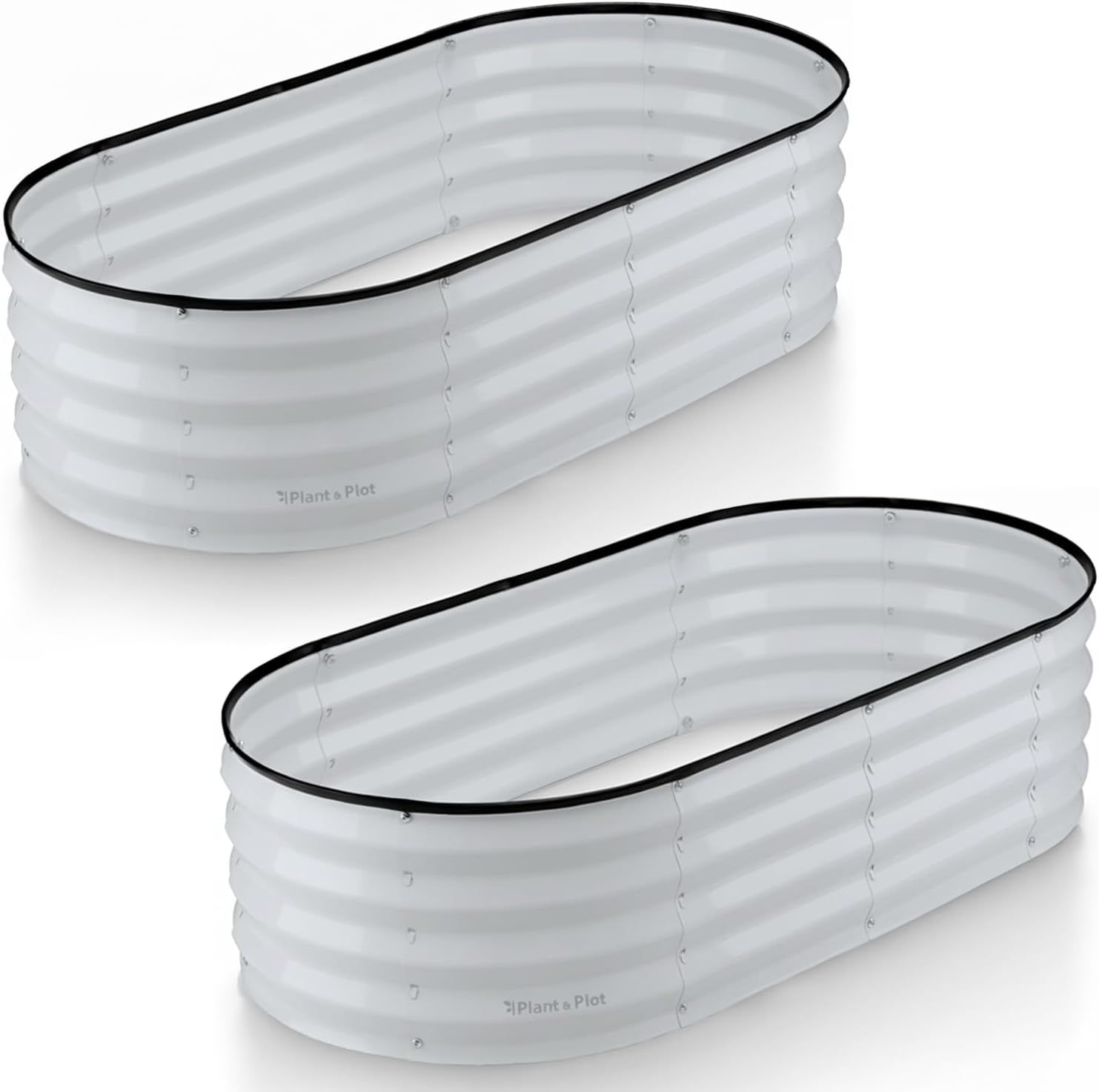 4x2x1 ft Light Grey 2Pcs Oval Raised Garden Bed