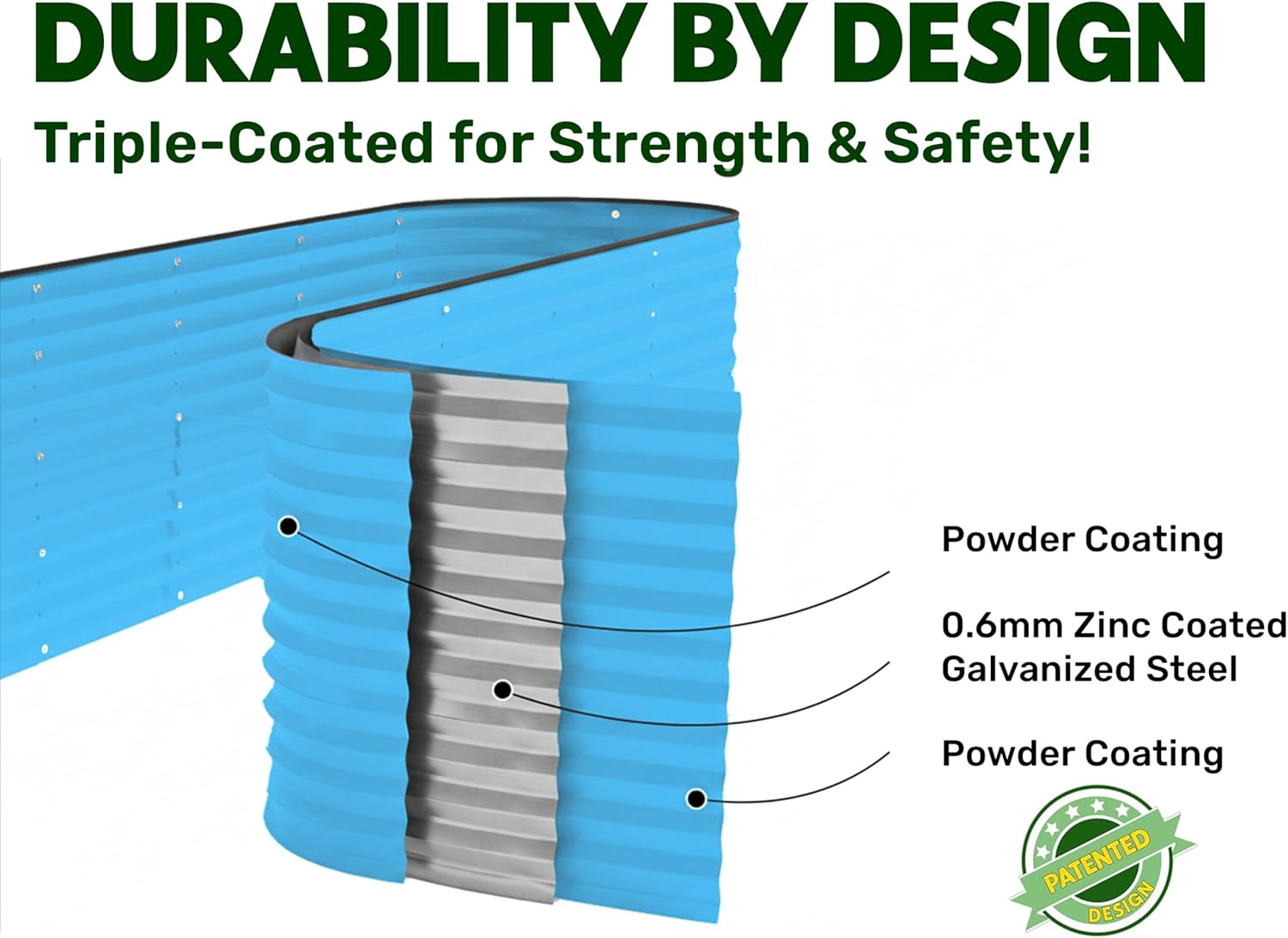 Modular 2.5 ft Teal Raised Garden Bed 8×2×2.5 ft