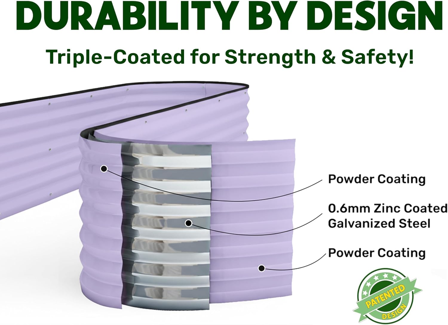 9 in 1 Modular Lavender Raised Garden Bed 8×2×1.5 ft
