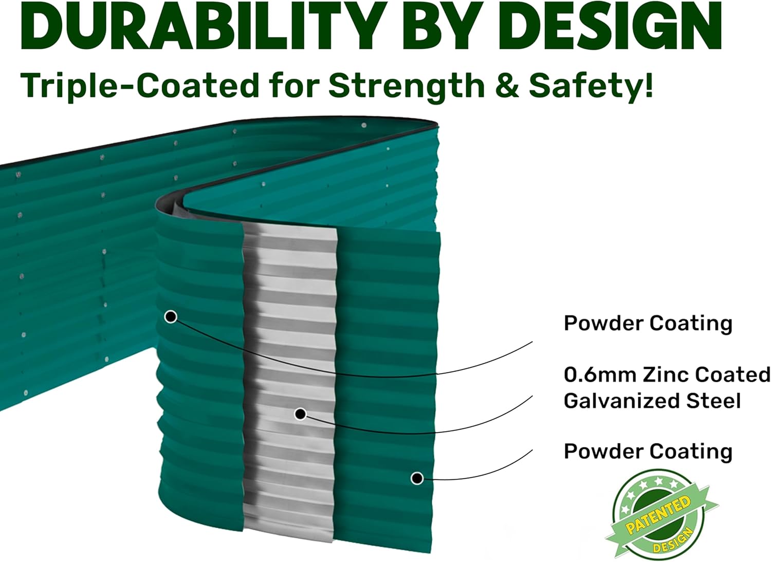 Modular 2.5 ft Dark Green Raised Garden Bed 8×2×2.5 ft