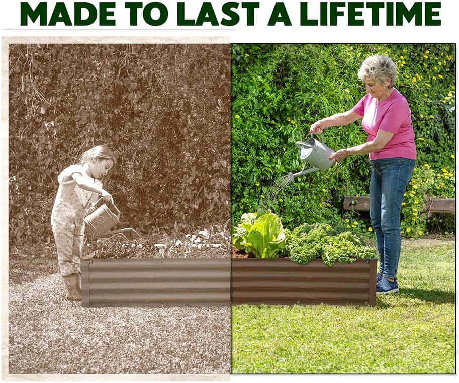 8x4x1 ft Dark Wood Rectangle Raised Garden Bed