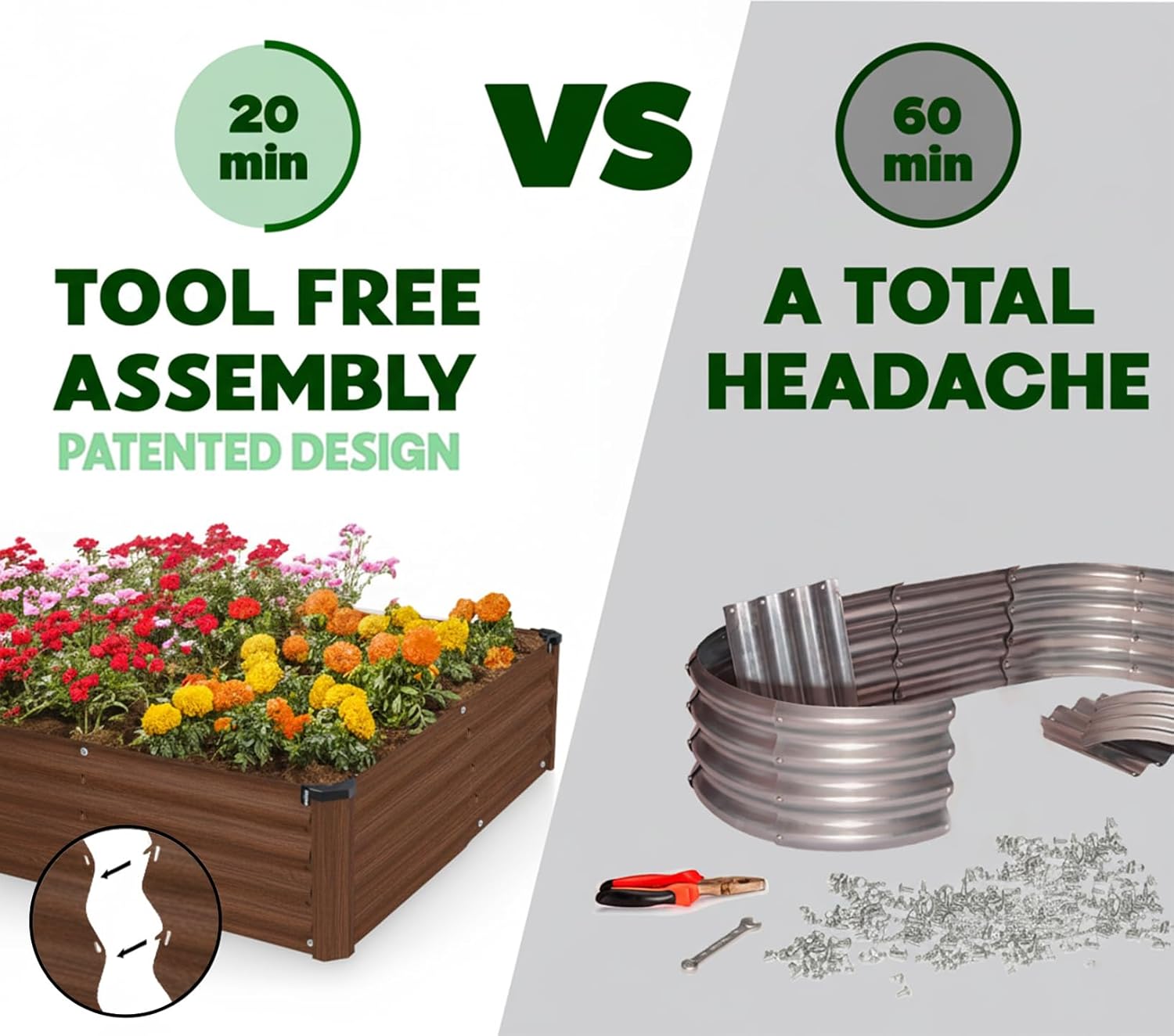 8x4x1 ft Dark Wood Rectangle Raised Garden Bed