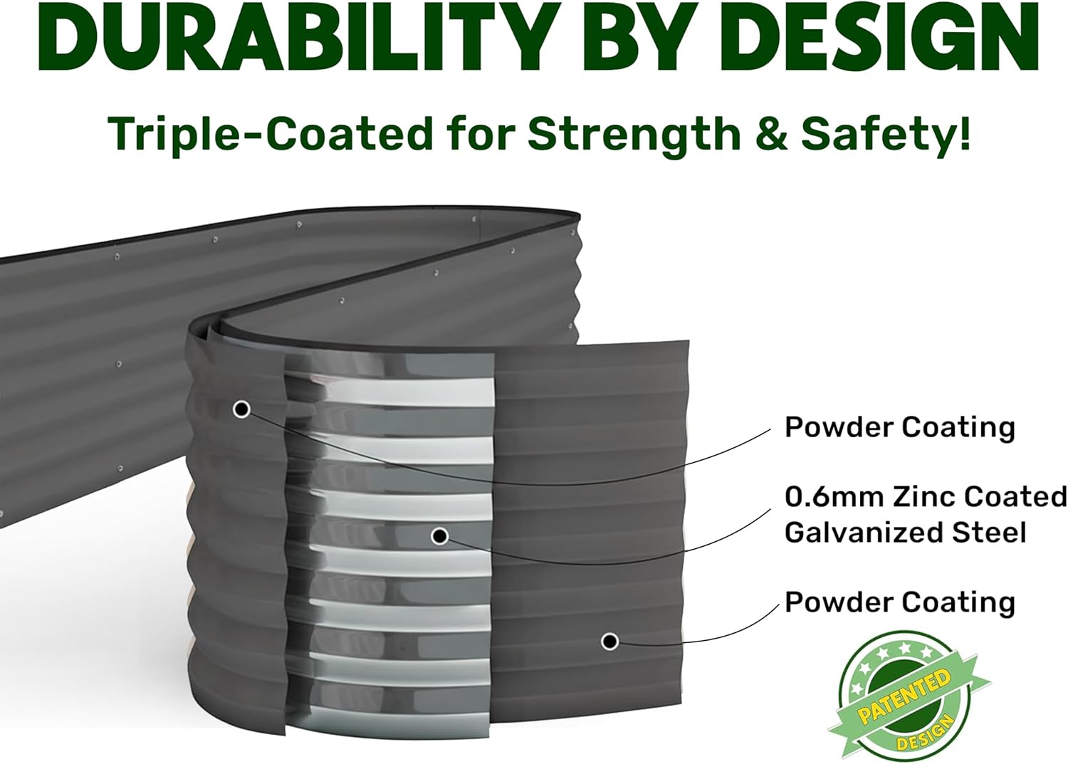 9 in 1 Modular Grey Raised Garden Bed 8×2×1.5 ft