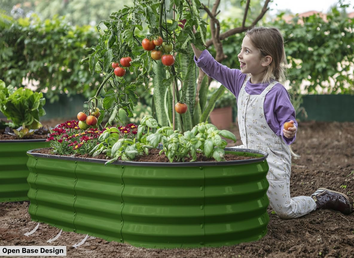 4x2x1 ft Olive Green Oval Raised Garden Bed