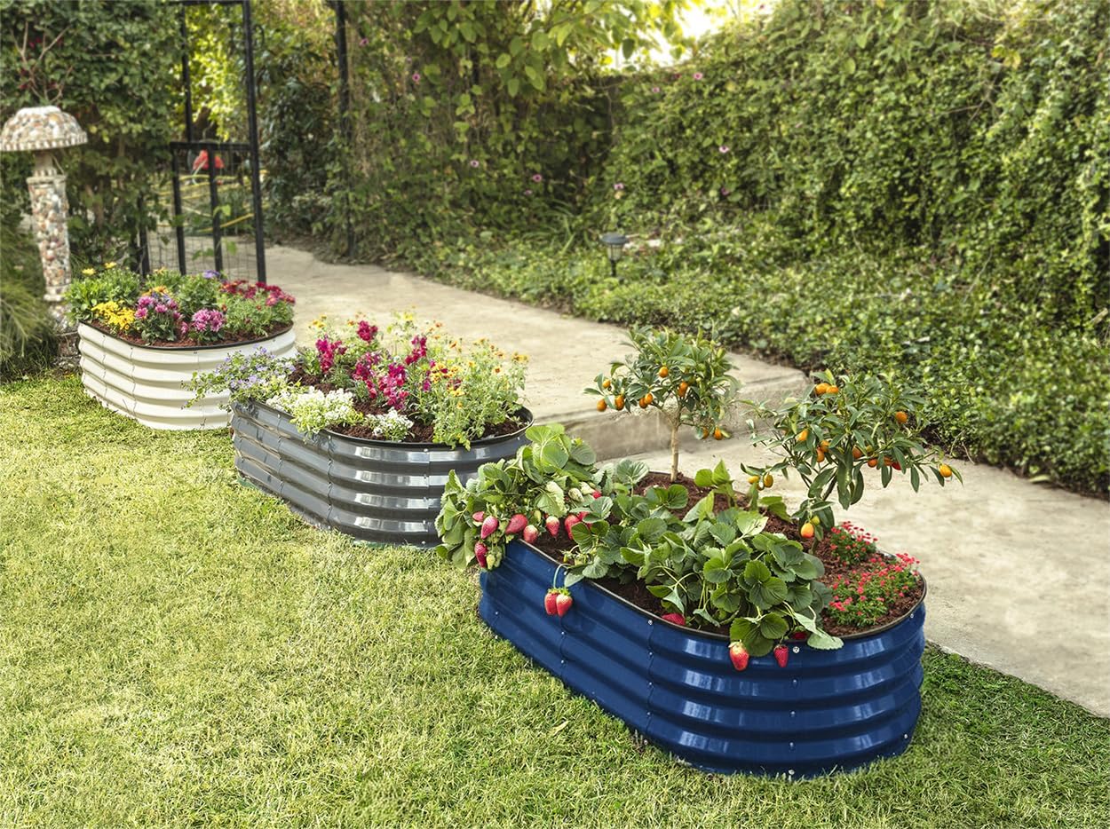 4x2x1 ft Navy Oval Raised Garden Bed