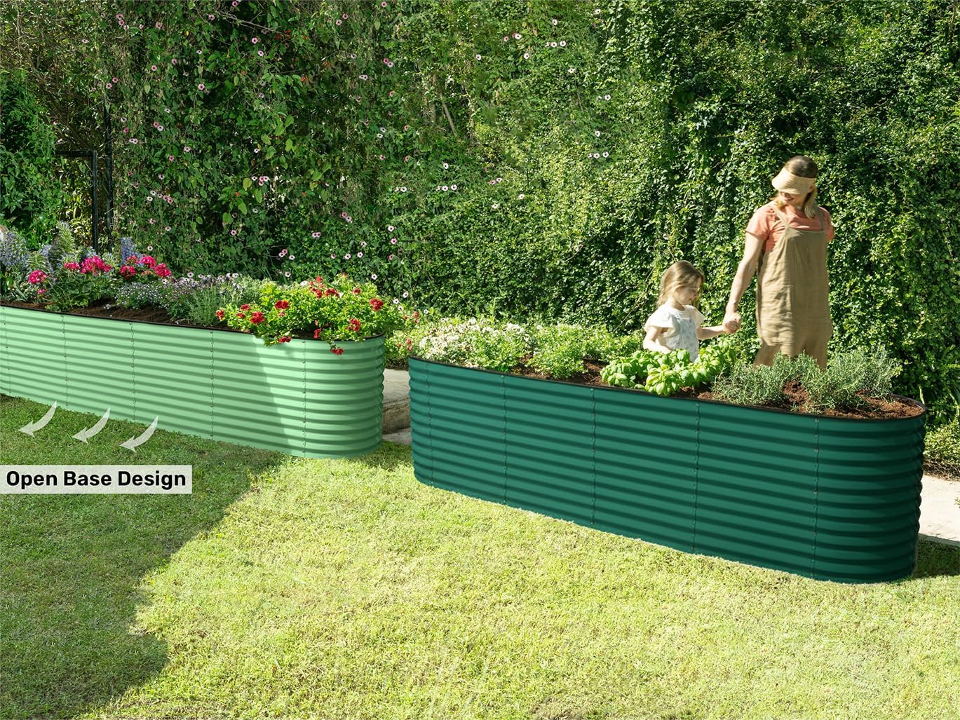 Modular 2.5 ft Dark Green Raised Garden Bed 8×2×2.5 ft