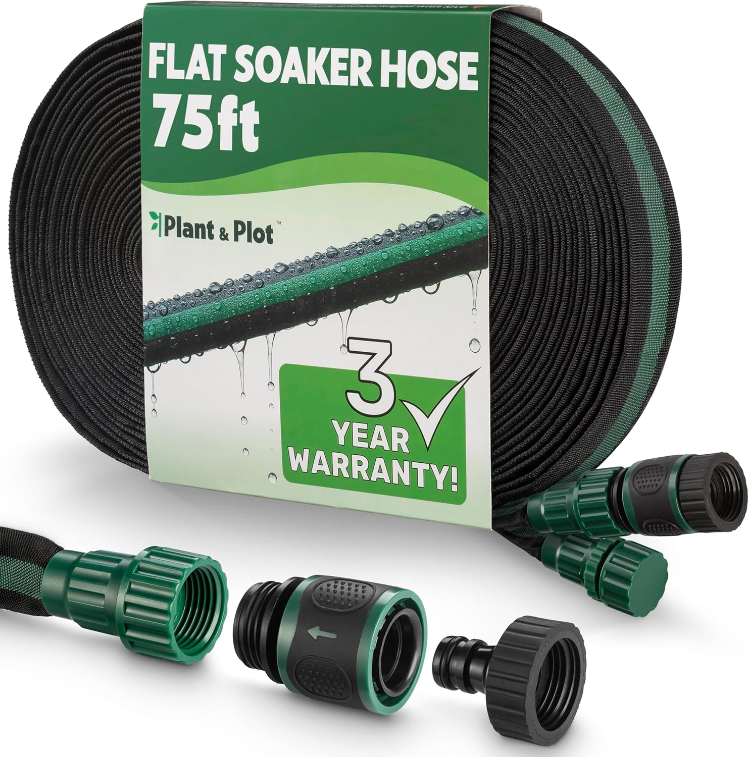 Flat Soaker Hose 75ft for Gardens