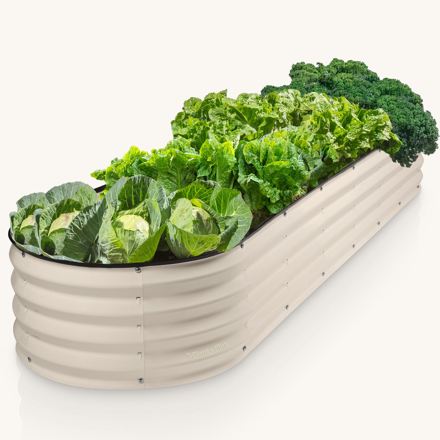 8x2x1 ft White Oval Raised Garden Bed
