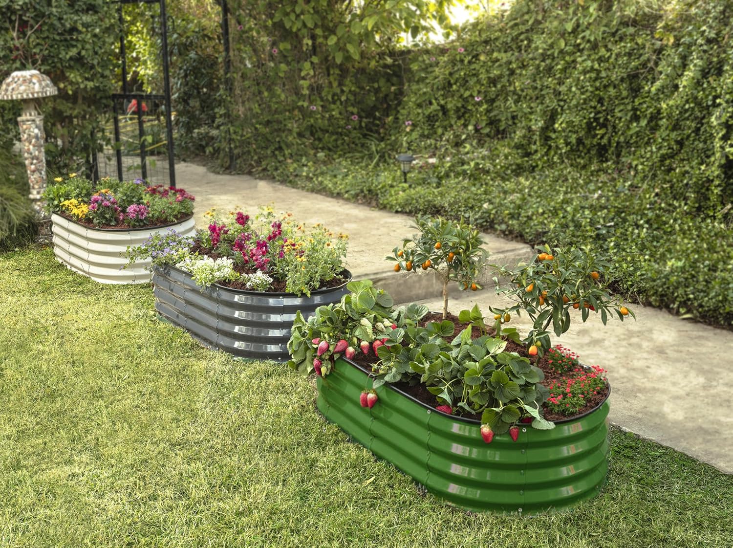 4x2x1 ft Olive Green Oval Raised Garden Bed