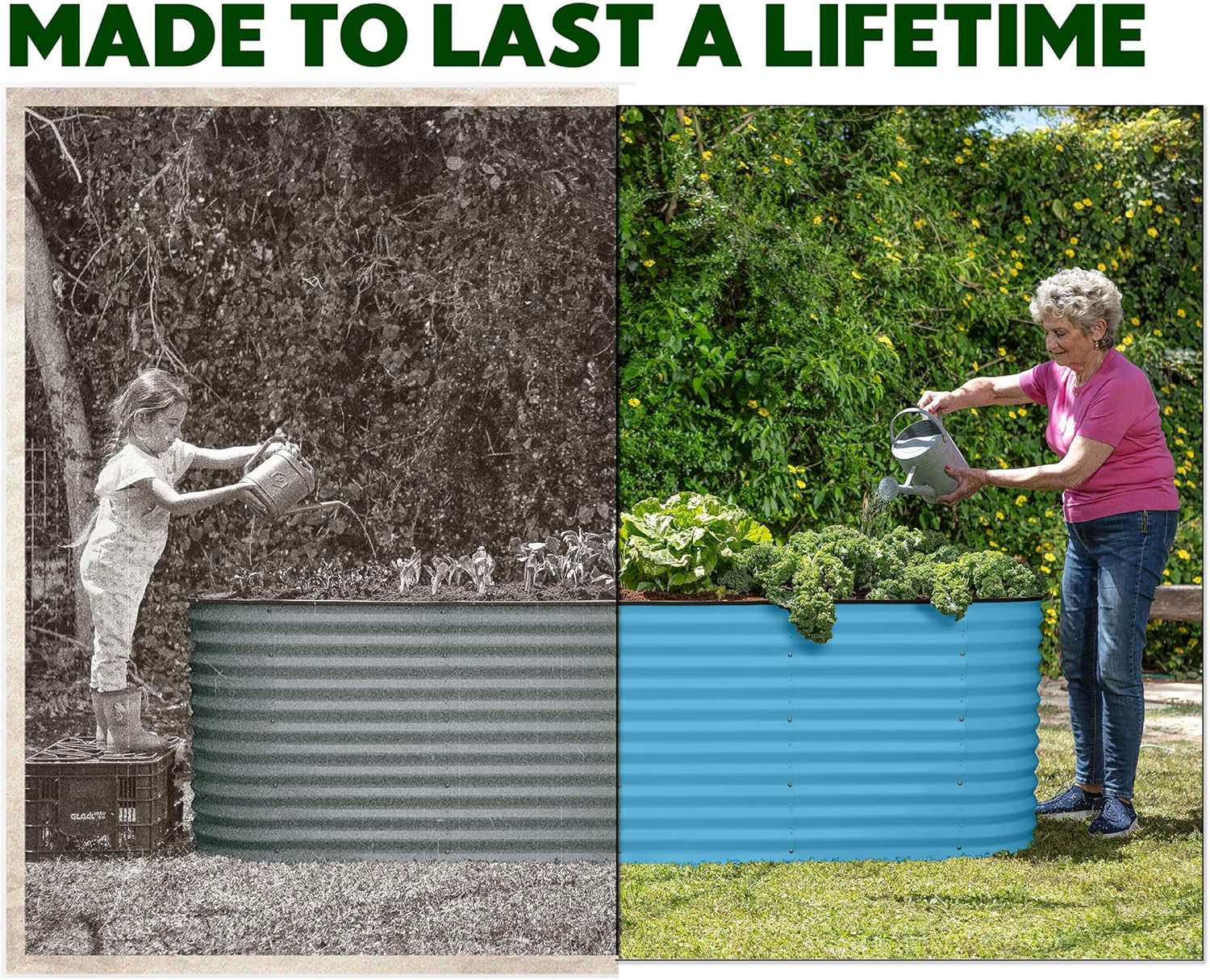 Modular 2.5 ft Teal Raised Garden Bed 8×2×2.5 ft