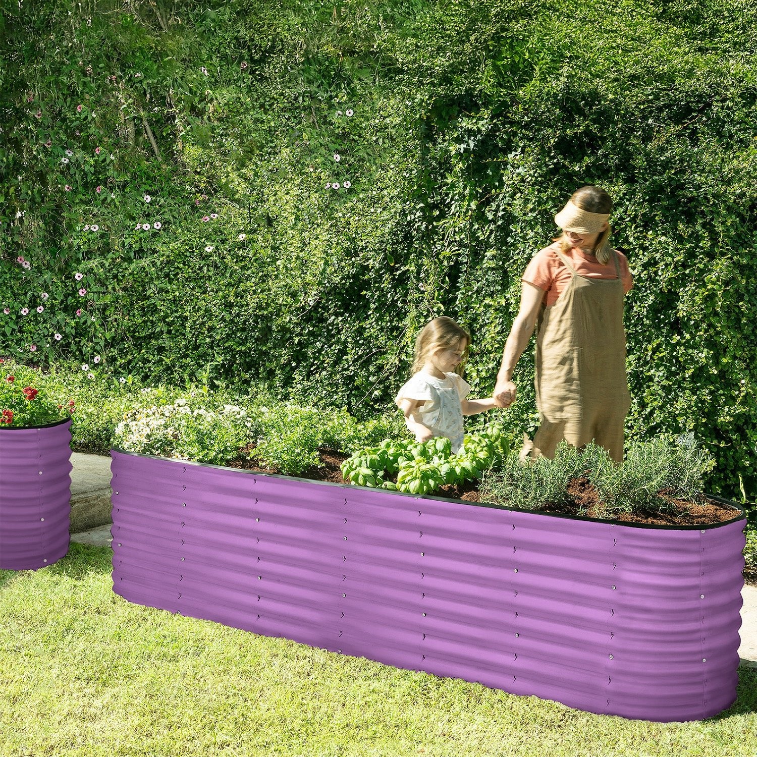 8x2x2 Purple Oval Raised Garden Bed