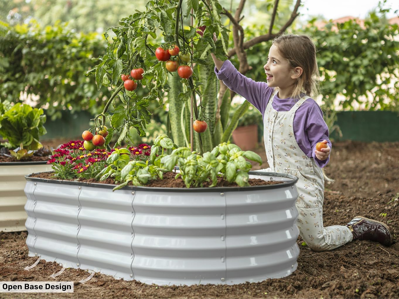 4x2x1 ft Light Grey Oval Raised Garden Bed