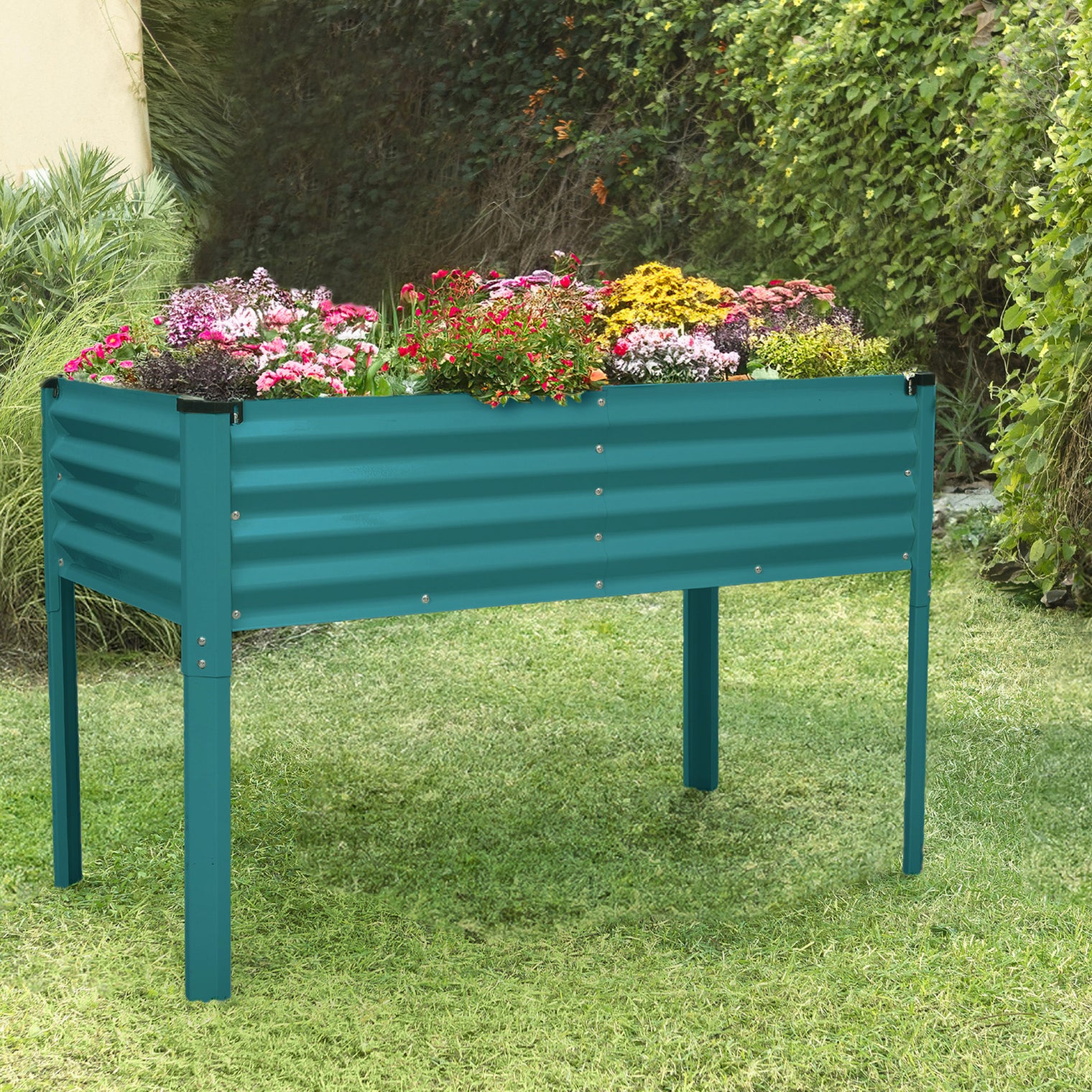 Raised Garden Beds with Legs in Turquoise