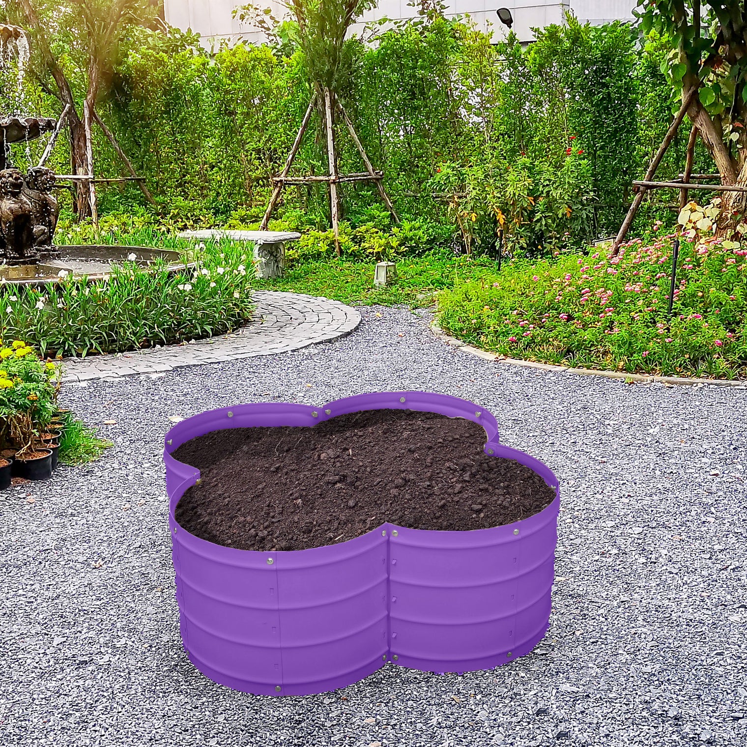 3x3x1 ft Purple Flower Shaped Raised Garden Bed