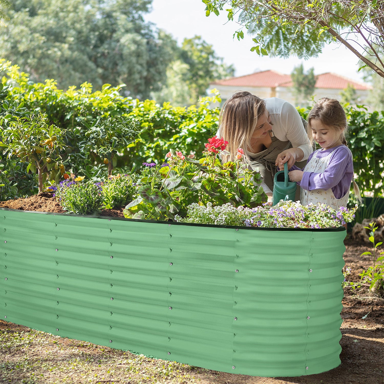 6x2x2 ft Light Green Oval Raised Garden Bed