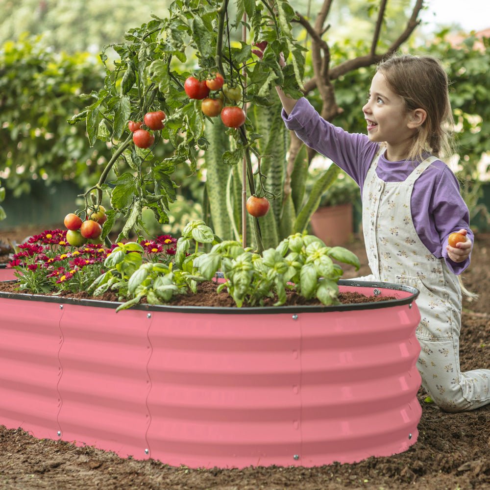 plant pots with a child picking from them