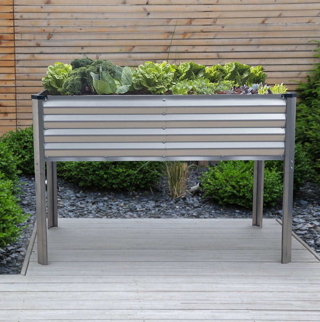 galvanized raised garden bed with legs