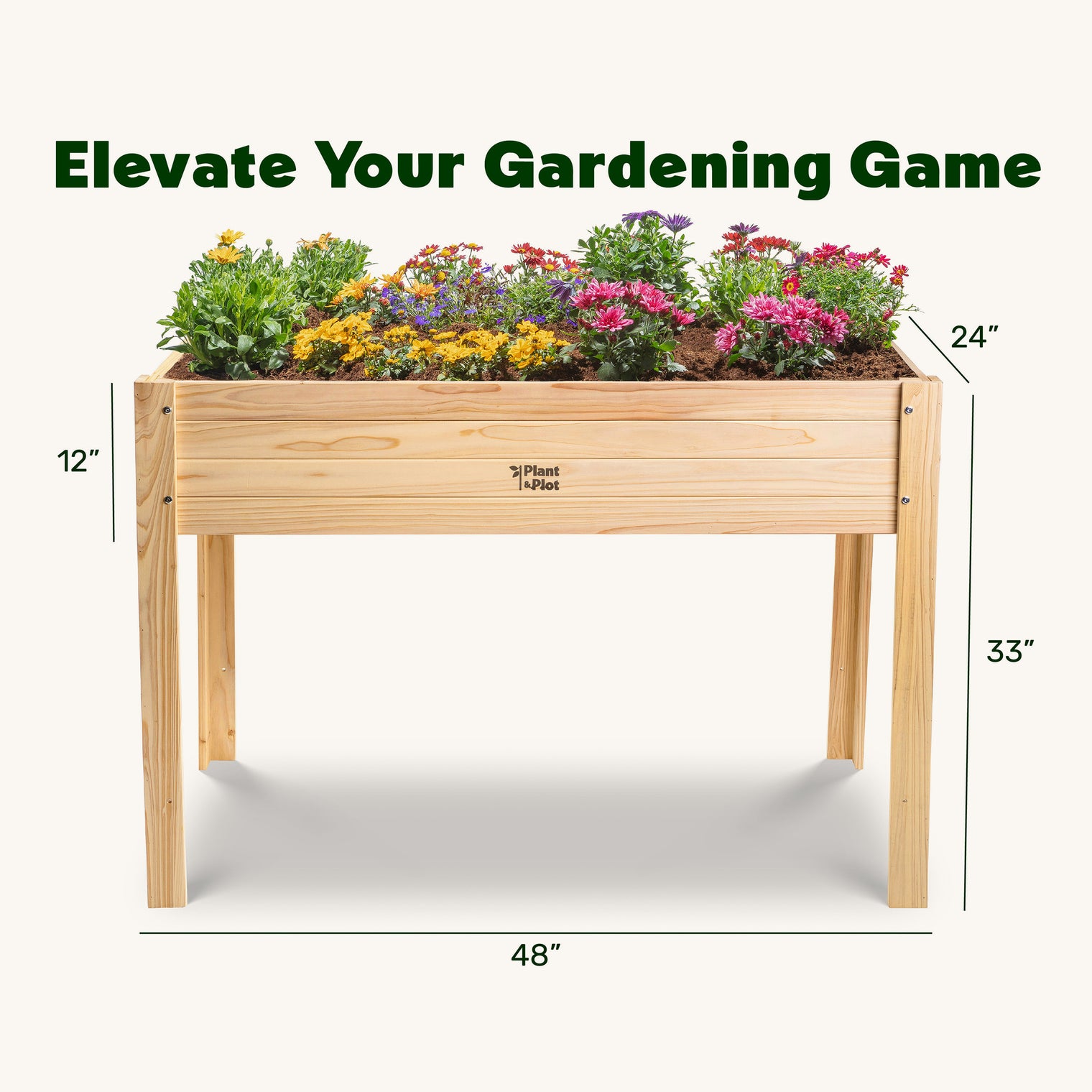 4x2x1 ft Wooden Raised Garden