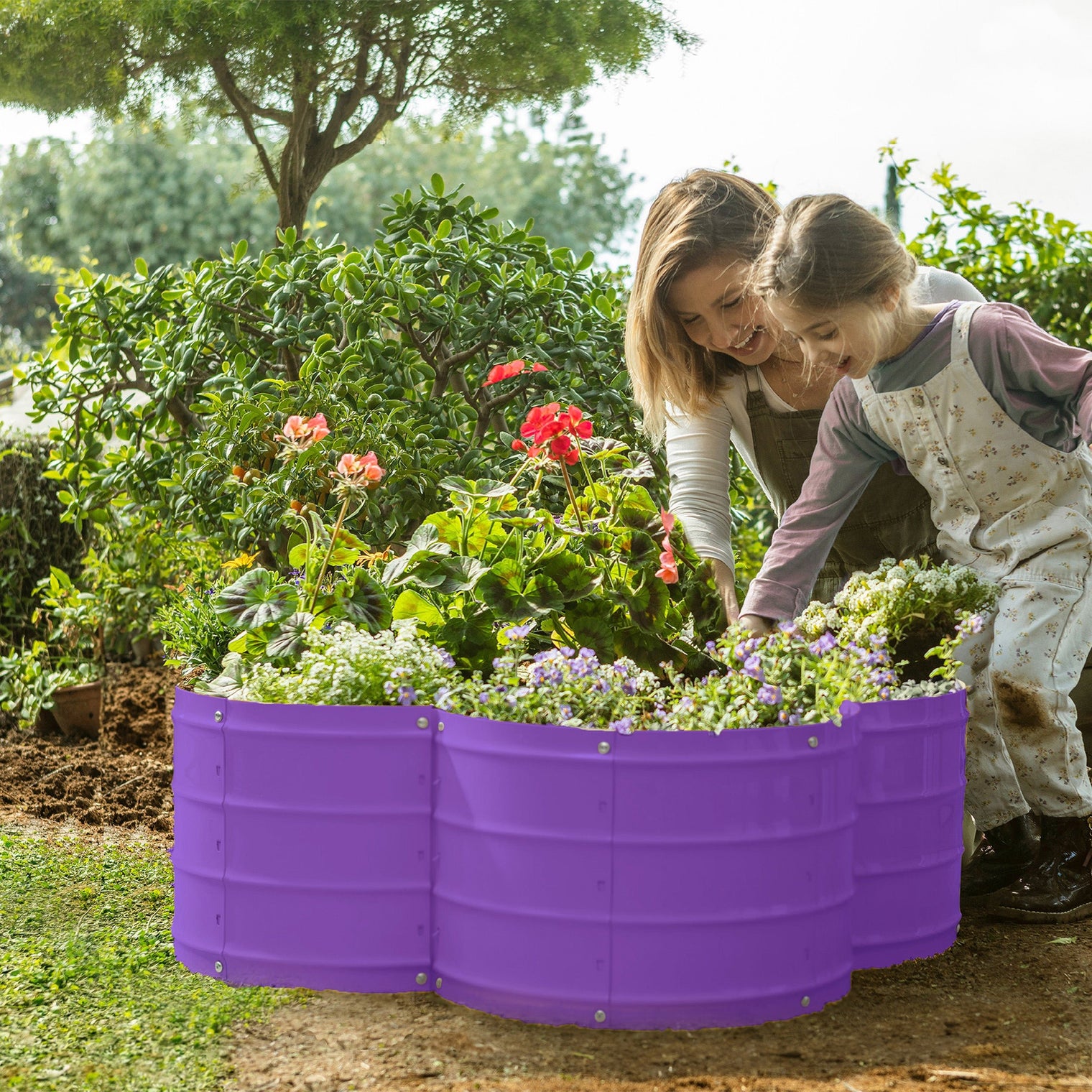 3x3x1 ft Purple Flower Shaped Raised Garden Bed