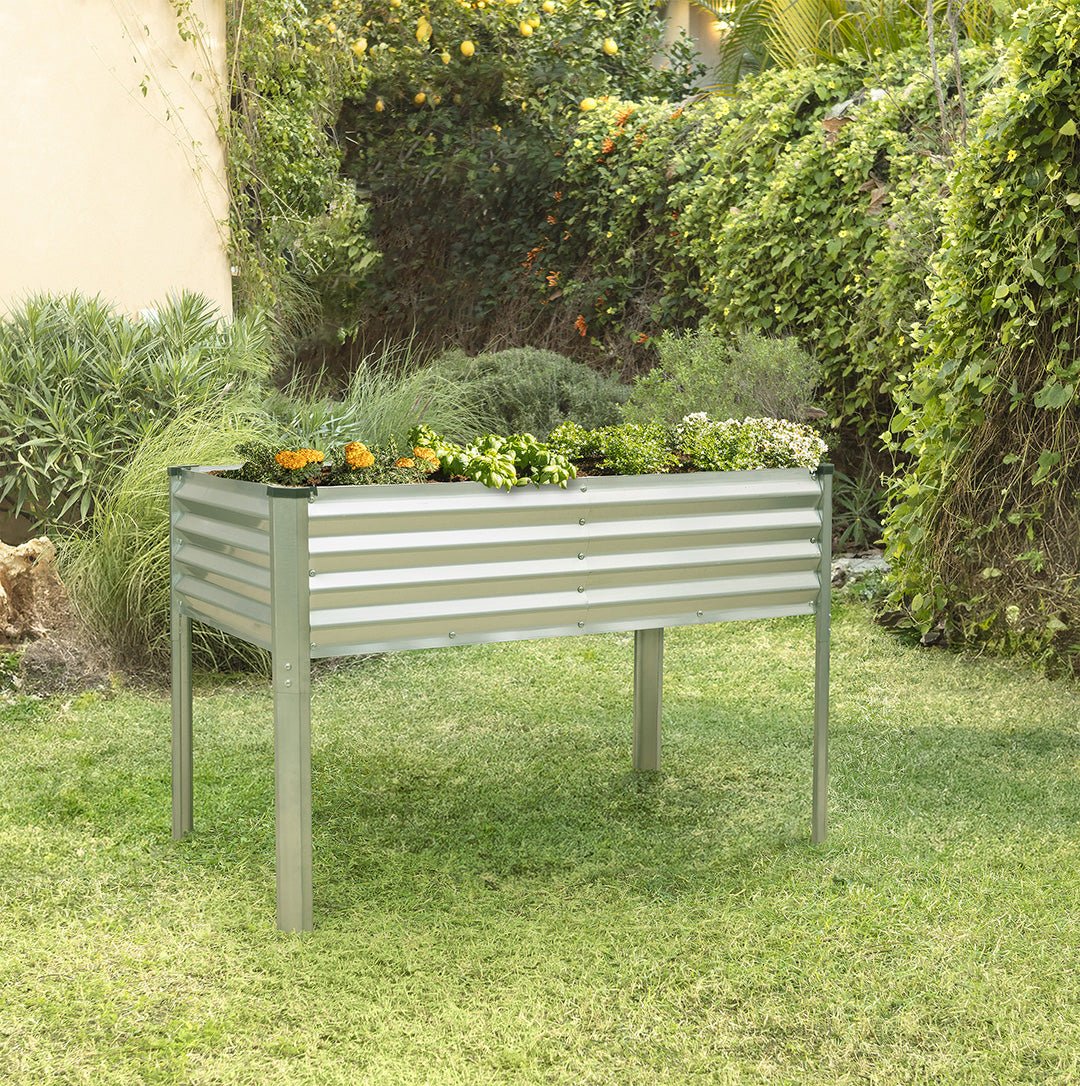 Raised Garden Bed with Legs in Silver