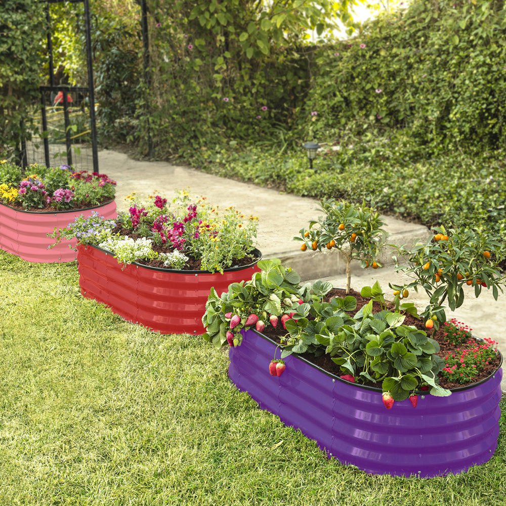 4x2x1 ft 2 Pcs Dark Purple Oval Raised Garden Bed