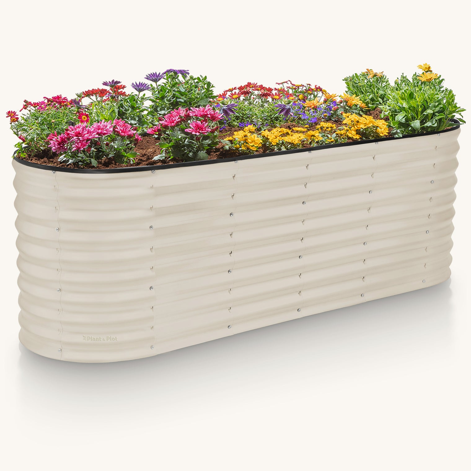 6x2x2 ft White Oval Raised Garden Bed